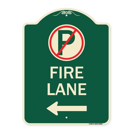 Fire Lane No Parking Symbol And Left Arrow Heavy-Gauge Aluminum Architectural Sign